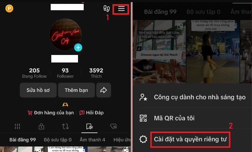 Chọn vào ba dấu gạch ngan ở góc trên cùng 