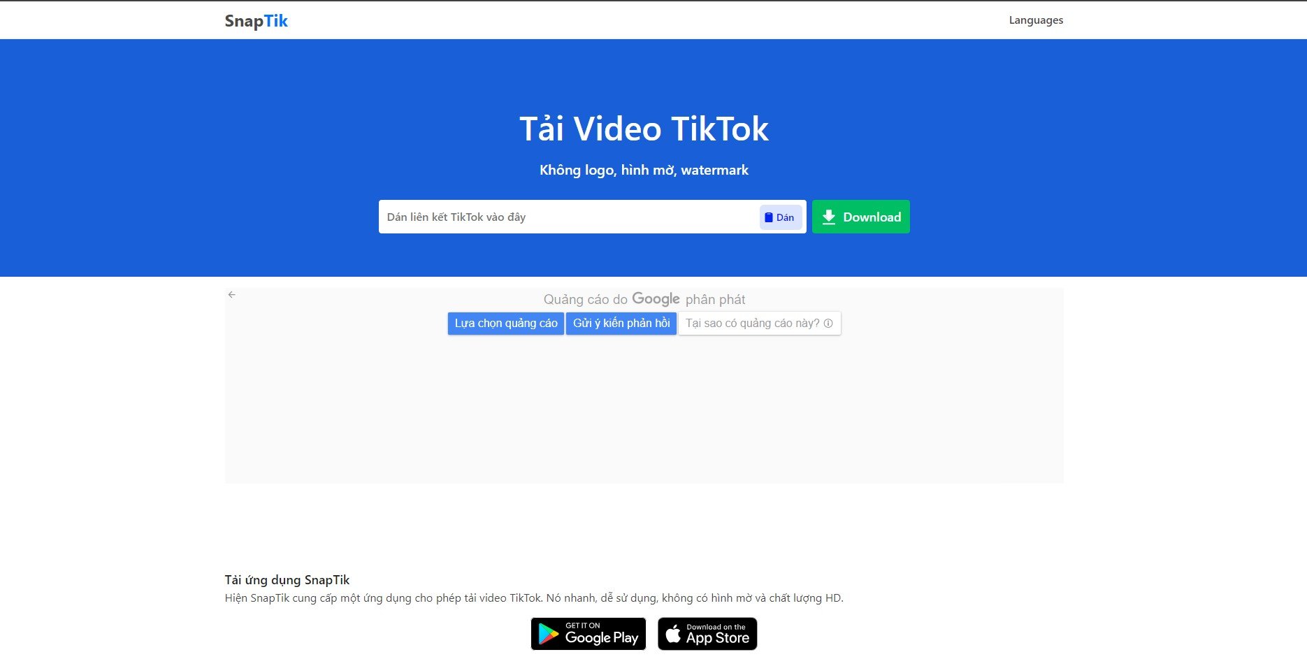 Tải video trung quốc Tiktok không logo bằng SnapTik