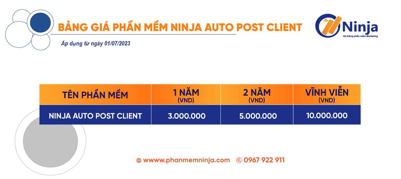  Báo giá phần mềm đăng bài Facebook tự động - Ninja Auto Post Client 