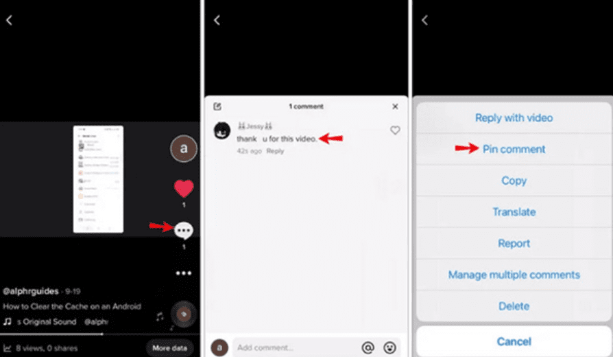 Cách ghim bình luận trên tiktok trên máy tính, điện thoại 