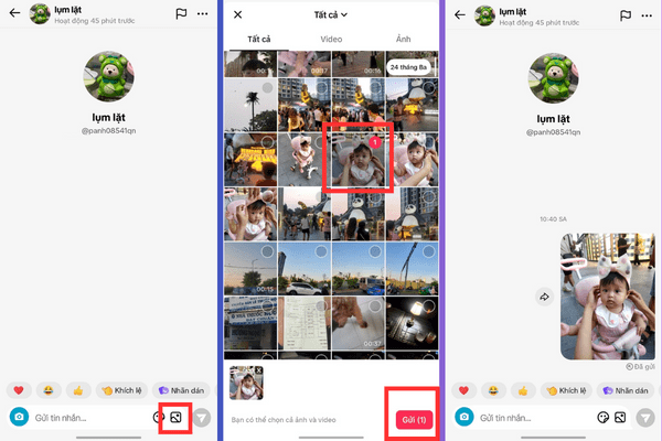 Cách gửi ảnh qua tin nhắn tiktok