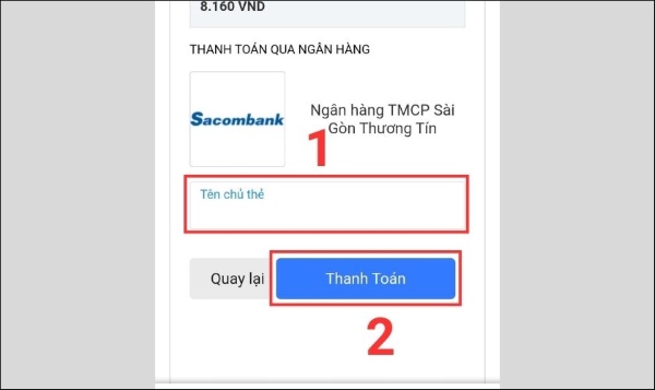 Nhập thông tin thẻ