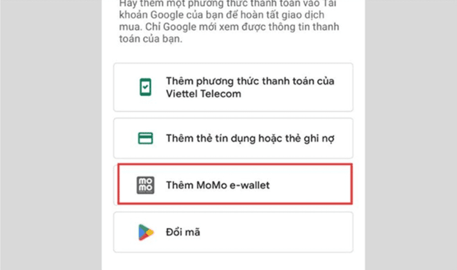 Nhấn Thêm MoMo e – wallet