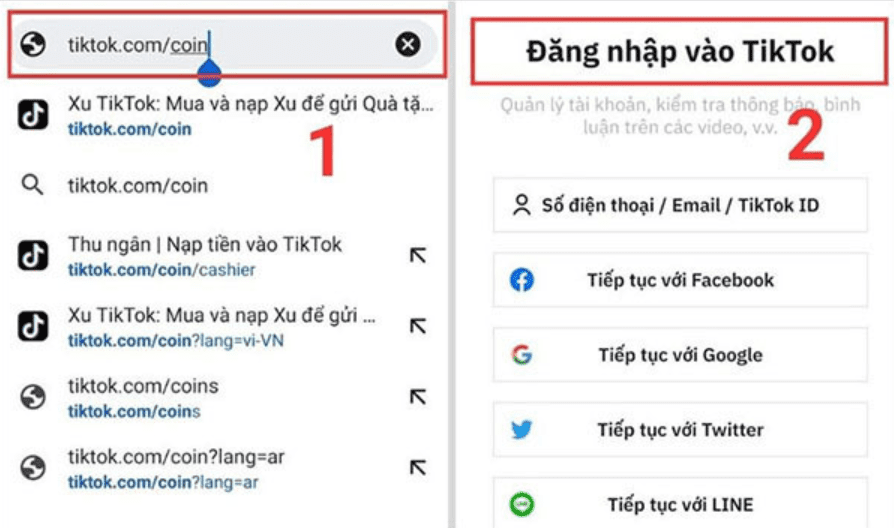 Đăng nhập vào tiktok