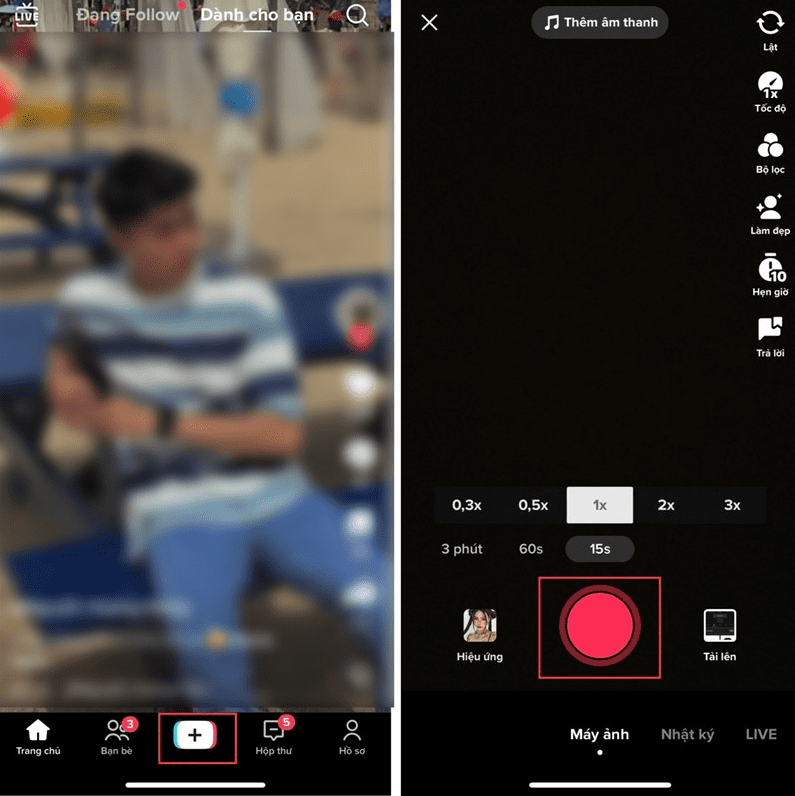  Bạn tiến hành tạo video mới trên TikTok như bình thường