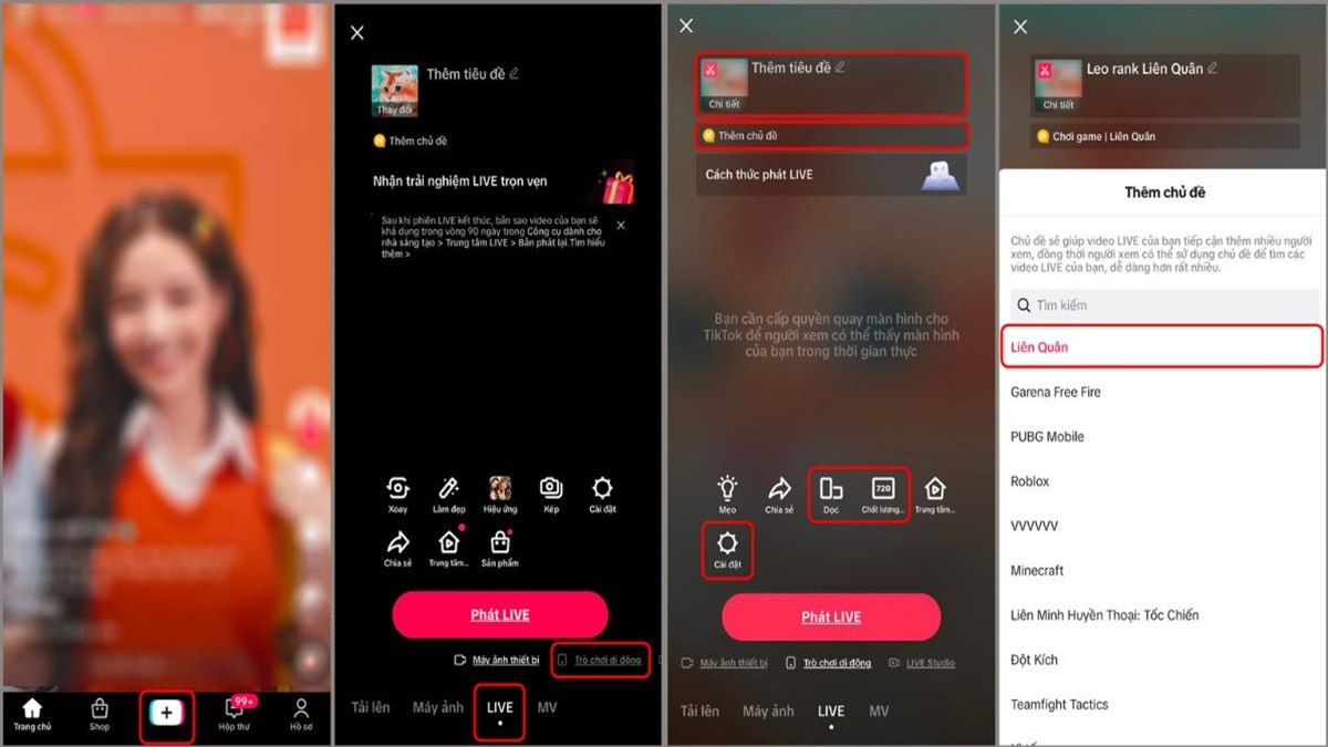 live game trên tiktok bằng điện thoại