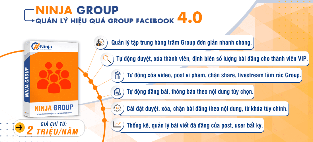 Phần mềm quản lý group chuyên nghiệp Ninja Group