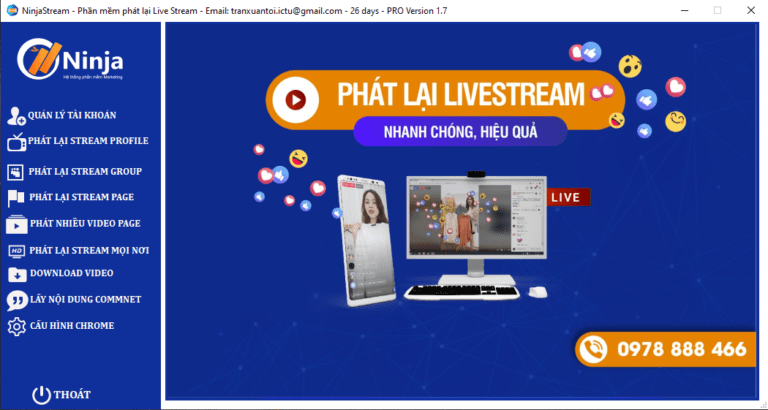 Phần mềm phát lại livestream chuyên nghiệp Ninja Stream