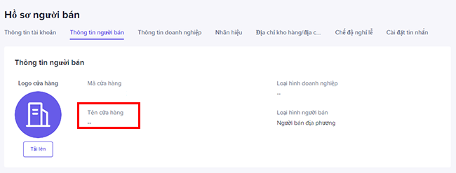 Tại mục Thông tin người bán