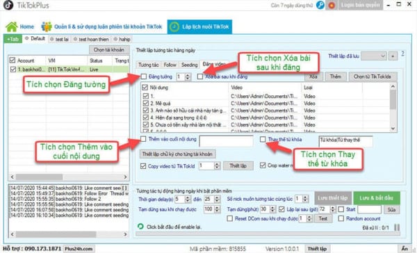 Tool nuôi Tiktok tự động - Tiktok Plus