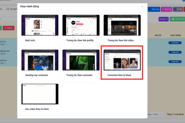 Bạn chọn mục Comment theo từ khóa
